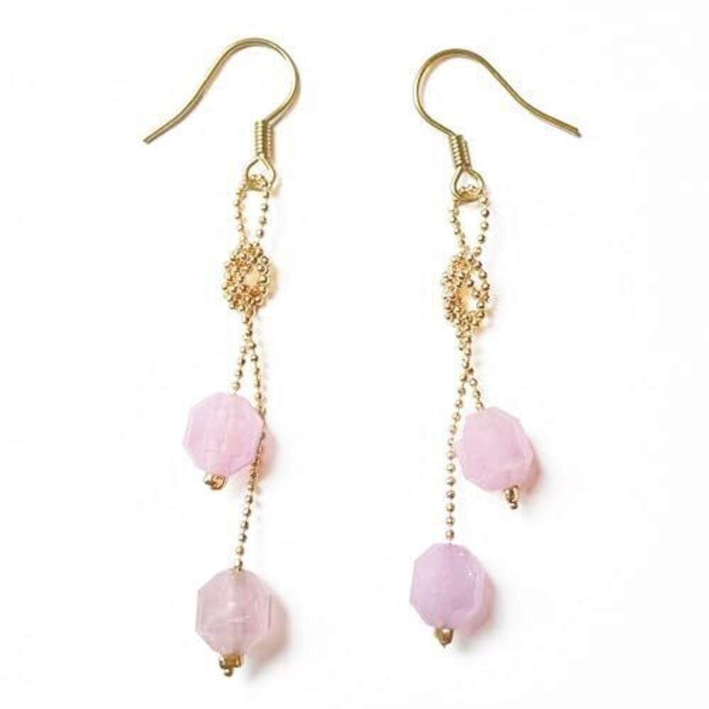 4537 Handmade Lavender Amethyst & Aquamarine Drop Earrings, 18K Gold Plated